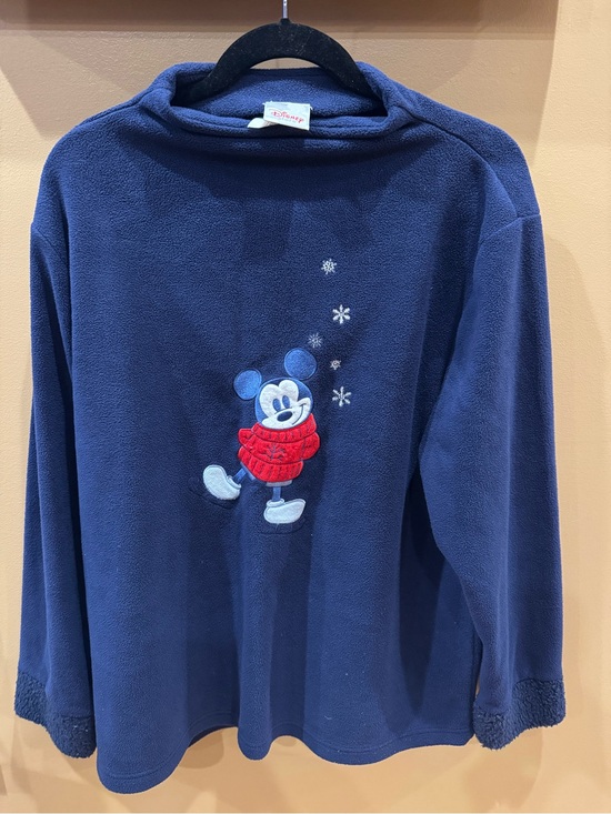Disney Tops - Vintage Disney Store Navy Mickey Mouse Skating Fleece Pullover Women’s XL